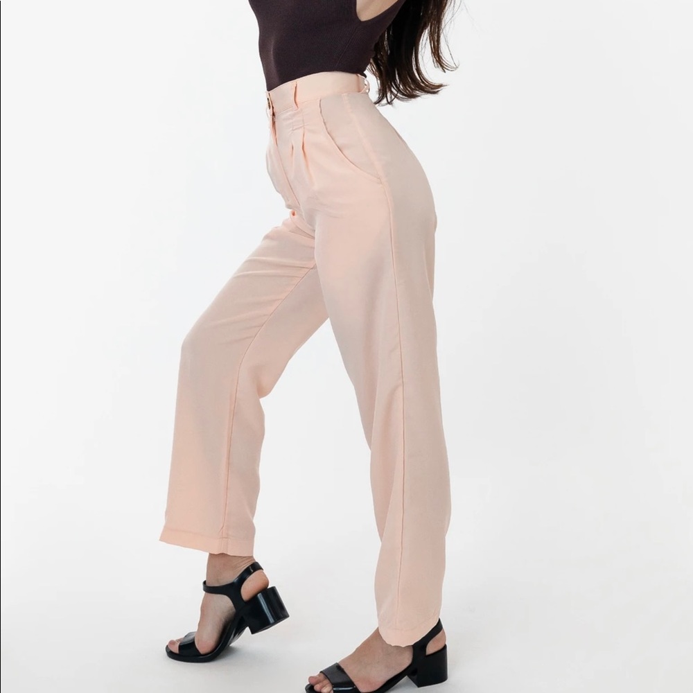 Poly Pleated Straight Leg Pant
